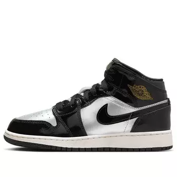 Кроссовки 1 mid se 'black metallic silver gold' Air Jordan, черный