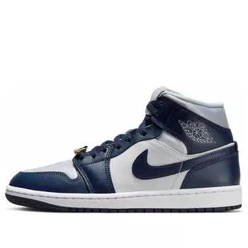Кроссовки 1 mid se 'football grey white midnight navy' Air Jordan, серый