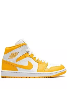 Кроссовки 1 Mid White / University Gold Jordan, желтый