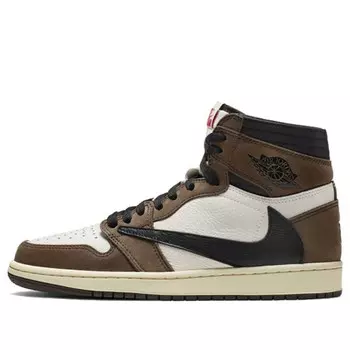 Кроссовки 1 retro high og x travis scott 'mocha' Air Jordan, мультиколор