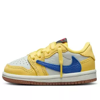 Кроссовки 1 retro low og sp x travis scott 'canary' Air Jordan, мультиколор