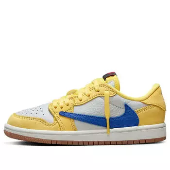 Кроссовки 1 retro low og sp x travis scott 'canary' Air Jordan, мультиколор