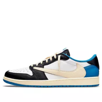 Кроссовки 1 retro low x fragment design x travis scott x 'sail black military blue' Air Jordan, мультиколор