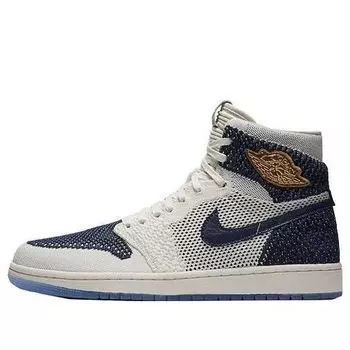 Кроссовки 1 ретро высокие og Flyknit Air Jordan, бежевый