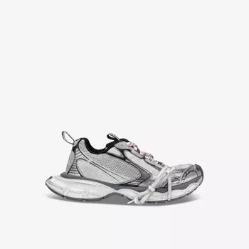 Кроссовки 3xl из сетки с тисненым логотипом Balenciaga, серебряный