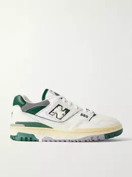 Кроссовки 550 из гладкой и фактурной перфорированной кожи с потертостями New Balance, белый