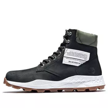 Кроссовки 6 inch brooklyn side zip boots 'black nubuck with green padded collar' Timberland, черный
