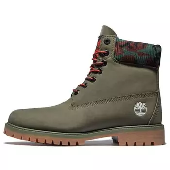 Кроссовки 6 inch premium boot 'dark green nubuck with camouflage collar' Timberland, зеленый