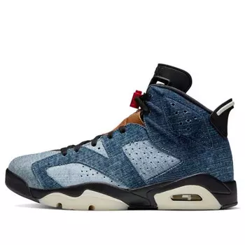 Кроссовки 6 retro 'washed denim' Air Jordan, синий