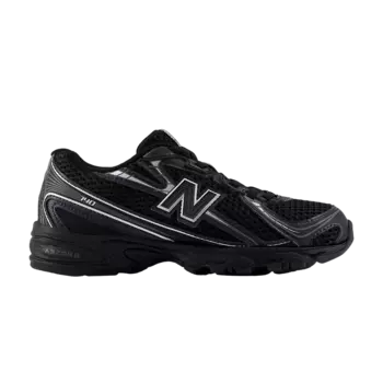 Кроссовки 740 Bungee Lace Little Kid Wide 'Black Silver Metallic', черный