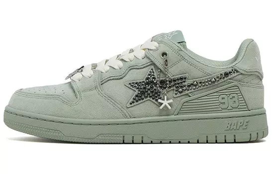 Кроссовки A BATHING APE SK8 Skateboarding Shoes Women's Low-top Green, зеленый