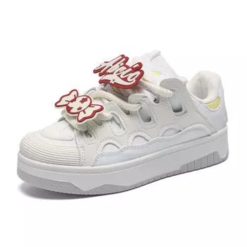 Кроссовки ABCIO Skateboarding Shoes Women's Low-top, белый/красный