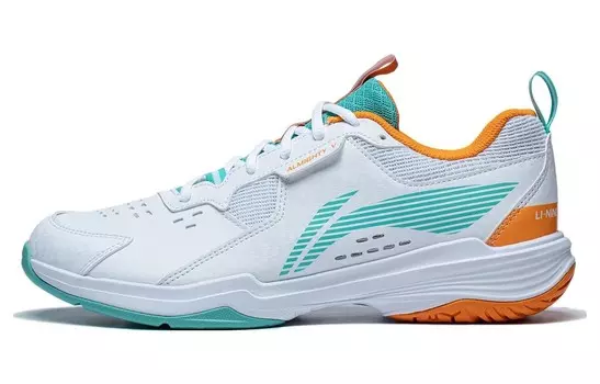Кроссовки Ace Badminton унисекс с низким верхом, белые/зеленые/оранжевые Lining