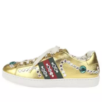 Кроссовки ace metallic nappa crystal web 'gold' Gucci, золотой