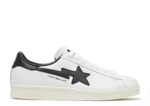 Кроссовки Adidas BAPE X SUPERSTAR 'WHITE BLACK', белый