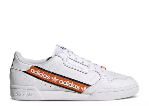 Кроссовки Adidas CONTINENTAL 80 'WORDMARK SIDE STRIPE - WHITE ORANGE', белый