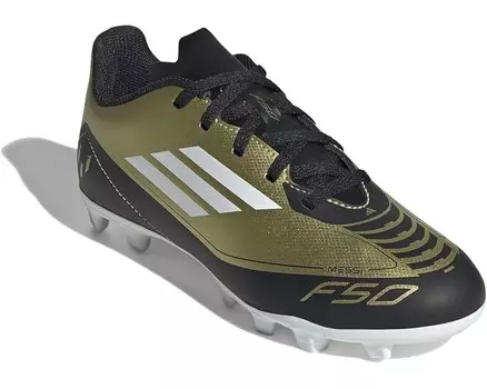 Кроссовки adidas Kids F50 Club Messi Football Boots Flexible Ground, цвет Gold Metallic/White/Black