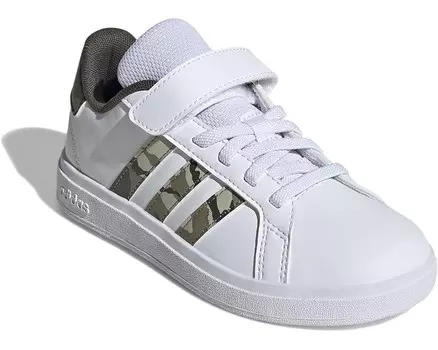 Кроссовки adidas Kids Grand Court 2.0 Shoes, цвет White/Olive Strata/Shadow Olive