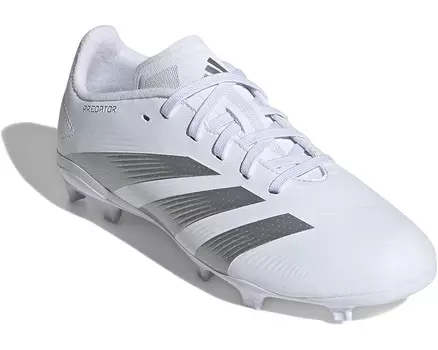 Кроссовки adidas Kids Soccer Predator 24 League Firm Ground, цвет White/Silver Metallic/White