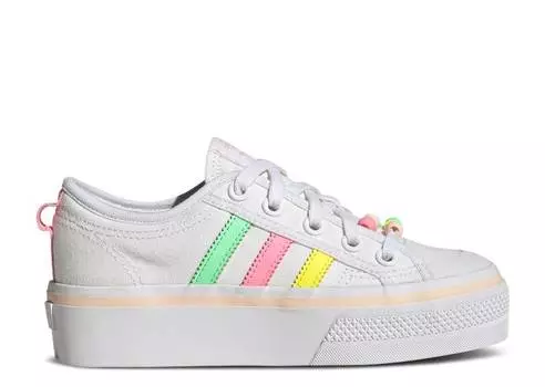 Кроссовки Adidas NIZZA PLATFORM J 'MULTI BRIGHT STRIPES', белый