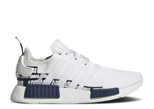 Кроссовки Adidas NMD_R1 J 'WORDMARK HEEL STRIPE - CRYSTAL WHITE NAVY', белый