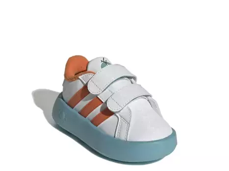 Кроссовки Adidas Olaf Grand Court — детские, белые/оранжевые