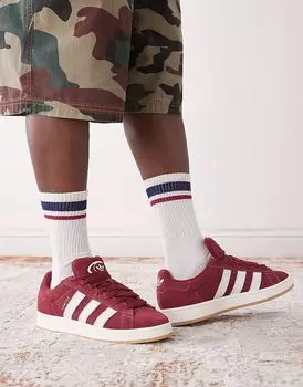 Кроссовки Adidas Originals Campus 00s с резиновой подошвой бордового и белого цветов
