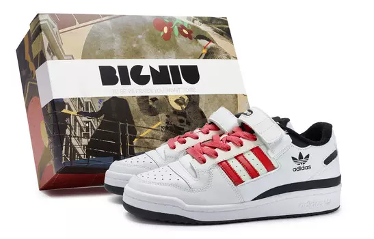 Кроссовки adidas originals FORUM Skateboarding Shoes Unisex Low-top Black/Red, темно-красный/белый/черный