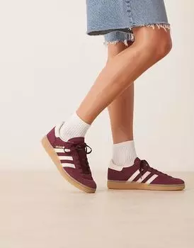 Кроссовки Adidas Originals Handball Spezial бордового и кремового цвета с резиновой подошвой