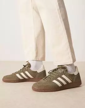 Кроссовки Adidas Originals Handball Spezial оливкового и кремового цвета с резиновой подошвой
