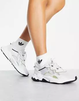 Кроссовки adidas Originals Ozweego в серебристо-белом и шалфейно-зеленом цветах