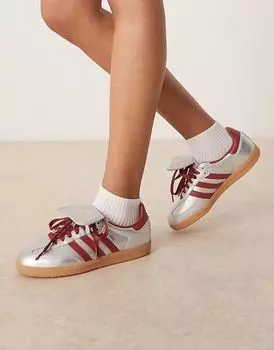 Кроссовки Adidas Originals Samba LT в цвете металлик серебристый и красный