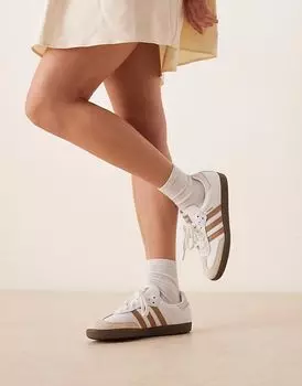 Кроссовки Adidas Originals Samba OG белого и светло-коричневого цвета