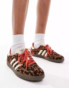 Кроссовки Adidas Originals samba с леопардовым принтом - КОРИЧНЕВЫЕ