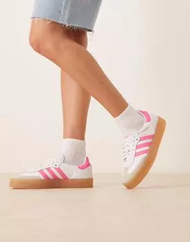 Кроссовки Adidas Originals Sambae белого и розового цветов