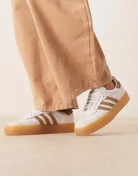 Кроссовки Adidas Originals Sambae белого и светло-коричневого цвета