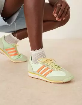 Кроссовки Adidas Originals SL 72 OG светло-зеленого и оранжевого цветов