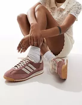Кроссовки Adidas Originals SL 72 OG в светло-коричневом и кремовом цветах, связанные крючком
