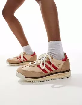 Кроссовки Adidas Originals SL 72 RS бежевого и красного цветов