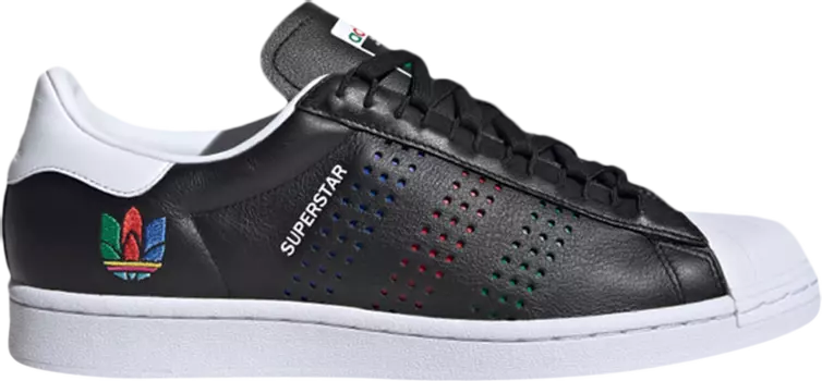 Кроссовки Adidas Superstar 'Colorful Trefoil - Core Black', черный