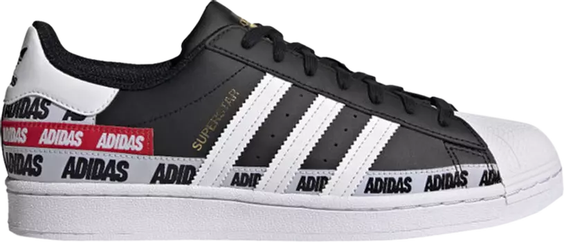 Кроссовки Adidas Superstar 'Wordmark Heel Stripe - Core Black', черный