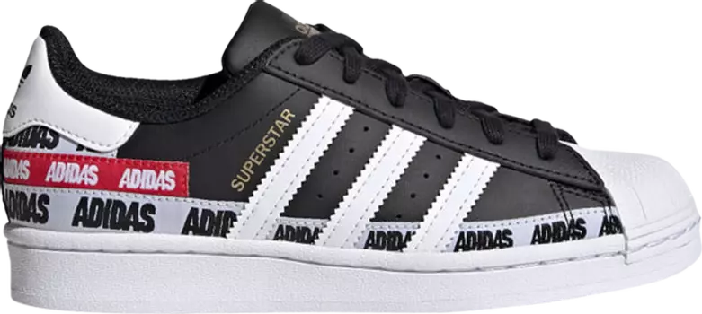 Кроссовки Adidas Superstar J 'Wordmark Heel Stripe - Core Black', черный