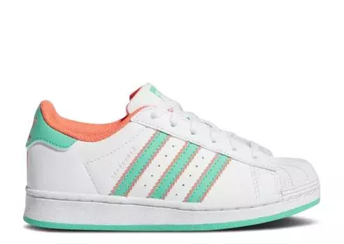 Кроссовки Adidas SUPERSTAR LITTLE KID 'WHITE HI-RES GREEN', белый