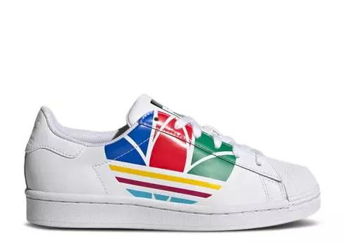 Кроссовки Adidas SUPERSTAR PURE J 'COLORFUL TREFOIL - CLOUD WHITE', белый