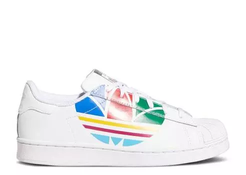 Кроссовки Adidas SUPERSTAR PURE J 'COLORFUL TREFOIL - CLOUD WHITE', белый