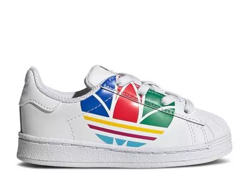 Кроссовки Adidas SUPERSTAR PURE K 'COLORFUL TREFOIL - CLOUD WHITE', белый
