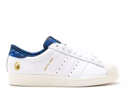 Кроссовки Adidas UNDEFEATED X A BATHING APE X SUPERSTARS 80V 'WHITE BLUE', белый