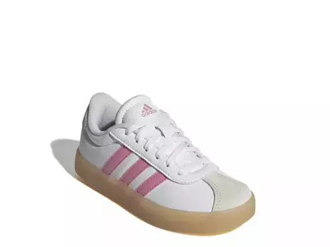 Кроссовки Adidas VL Court 3.0 — детские, белые/розовые