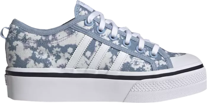 Кроссовки Adidas Wmns Nizza Platform Low 'Bleached-Out Floral', синий