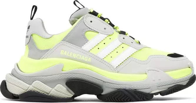Кроссовки Adidas x Balenciaga Triple S Sneaker 'Fluo Yellow', серый